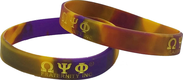Omega Psi Phi Tie-Dye Silicone Wristband [Purple/Gold]
