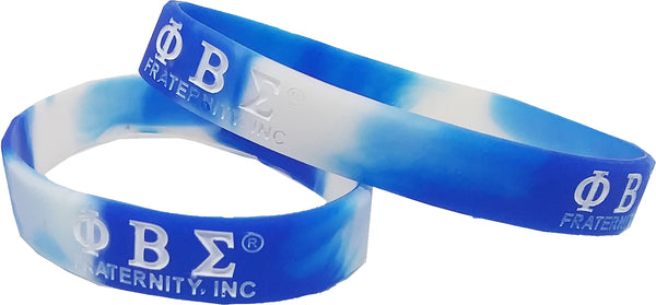Phi Beta Sigma Tie-Dye Silicone Wristband [Blue/White]