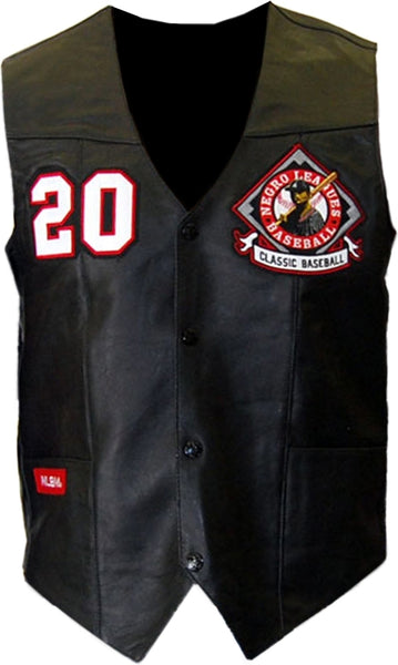 Big Boy Negro League Baseball Mens Motorcycle Leather Vest [Black]
