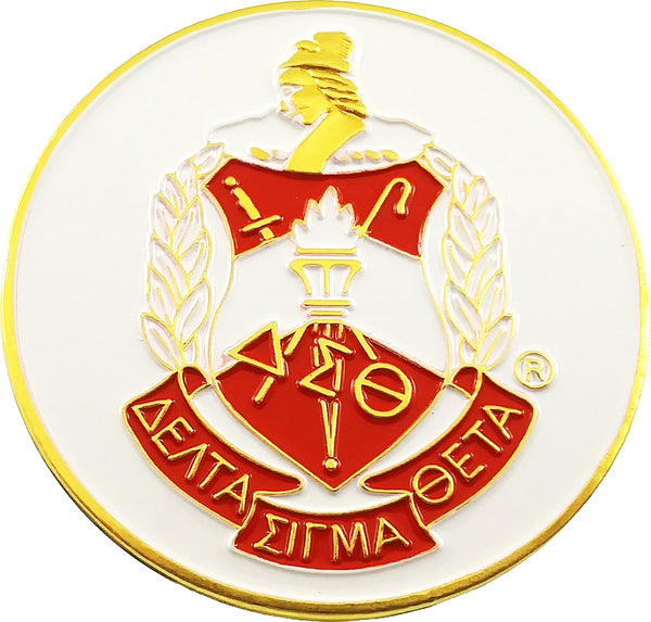 Delta Sigma Theta Classic Round Car Badge [White]