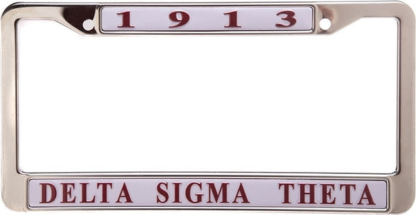 Delta Sigma Theta 1913 Metal License Plate Frame [White]