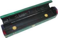 New Age Carved Coffin Celestial Brass Inlay Ash Catcher Incense Stick & Cone Holder [Multi-Colored]