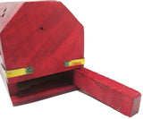 New Age Carved Coffin Celestial Brass Inlay Ash Catcher Incense Stick & Cone Holder [Red]