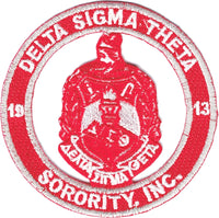 Delta Sigma Theta Crest Year 1913 Round Cut-Out Iron-On Patch [Red]