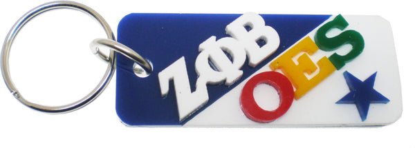 Zeta Phi Beta + Eastern Star Two Group Split Key Chain [Blue/White]