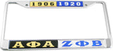 Alpha Phi Alpha + Zeta Phi Beta Split Founder Year License Plate Frame [Black/Silver]