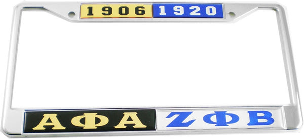 Alpha Phi Alpha + Zeta Phi Beta Split Founder Year License Plate Frame [Black/Silver]