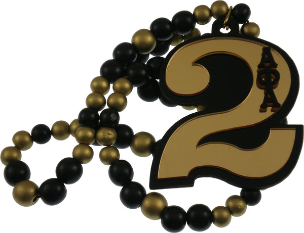 Alpha Phi Alpha Wood Color Bead Tiki Line #2 Medallion [Black/Gold]