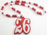 Delta Sigma Theta Wood Color Bead Tiki Line #26 Medallion [Red/White]