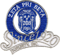 Zeta Phi Beta Sorority, Inc. Since 1920 Iron-On Patch [White]
