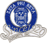 Zeta Phi Beta Sorority, Inc. Since 1920 Iron-On Patch [White]