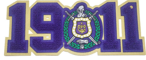 Omega Psi Phi Shield 1911 Chenille Sew-On Patch [Purple]