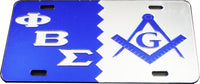 Phi Beta Sigma + Mason Split Mirror License Plate [Blue/Silver/Silver/Blue]