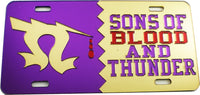Omega Psi Phi Sons of Blood and Thunder Split Mirror License Plate [Purple/Gold]