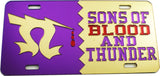 Omega Psi Phi Sons of Blood and Thunder Split Mirror License Plate [Purple/Gold]
