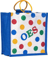 Eastern Star Polka Dot Mini Jute Gift Bag [Blue/White]