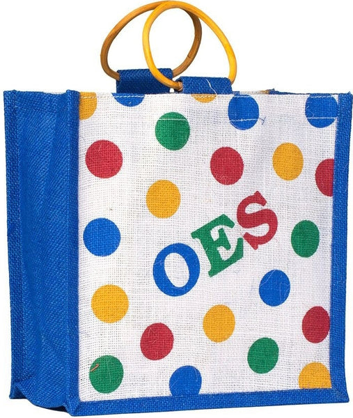 Eastern Star Polka Dot Mini Jute Gift Bag [Blue/White]