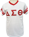 Buffalo Dallas Delta Sigma Theta Striped V-Neck T-Shirt [Short Sleeve - White]