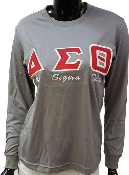 Buffalo Dallas Delta Sigma Theta Embroidered T-Shirt [Long Sleeve - Grey]