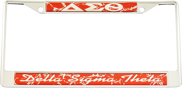 Delta Sigma Theta Domed Script License Plate Frame [Silver]