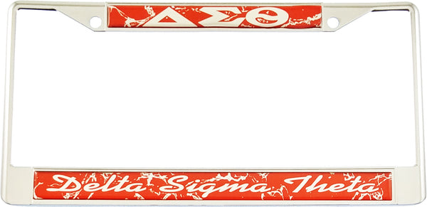 Delta Sigma Theta Domed License Plate Frame [Silver]
