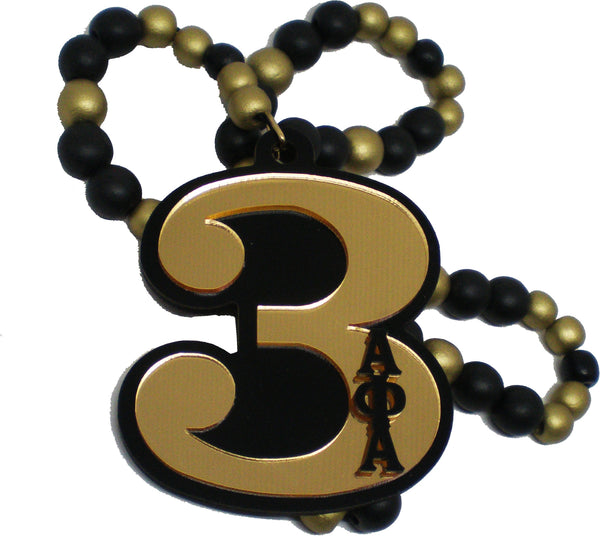 Alpha Phi Alpha Wood Color Bead Tiki Line #3 Medallion [Black/Gold]