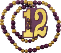 Omega Psi Phi Wood Color Bead Tiki Line #12 Medallion [Purple/Gold]