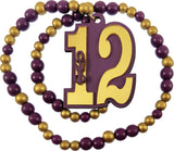 Omega Psi Phi Wood Color Bead Tiki Line #12 Medallion [Purple/Gold]