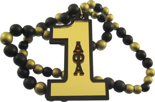 Alpha Phi Alpha Wood Color Bead Tiki Line #1 Medallion [Black/Gold]