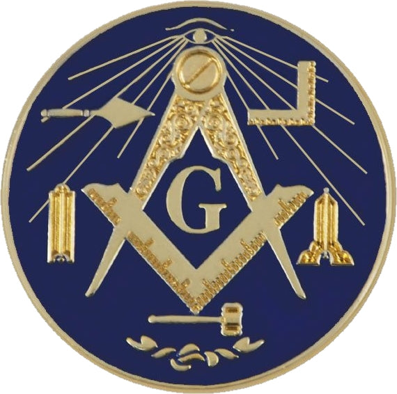 Mason Working Tools Round Lapel Pin [Blue]