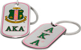 Alpha Kappa Alpha Epoxy Coated Dog Tag Key Ring [Silver]