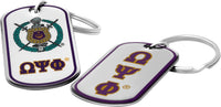 Omega Psi Phi Epoxy Coated Dog Tag Key Ring [Silver]