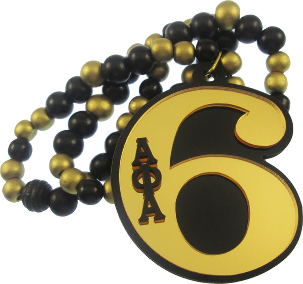 Alpha Phi Alpha Wood Color Bead Tiki Line #6 Medallion [Black/Gold]