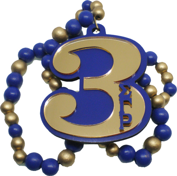 Sigma Gamma Rho Wood Color Bead Tiki Line #3 Medallion [Blue/Gold]