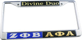 Zeta Phi Beta + Alpha Phi Alpha Split Divine Duo License Plate Frame [Blue/Black]