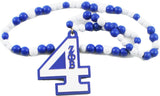 Zeta Phi Beta Wood Color Bead Tiki Line #4 Medallion [Blue/White]