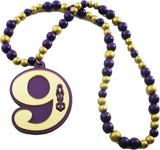 Omega Psi Phi Wood Color Bead Tiki Line #9 Medallion [Purple/Gold]