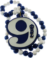 Phi Beta Sigma Wood Color Bead Tiki Line #9 Medallion [Blue/White]