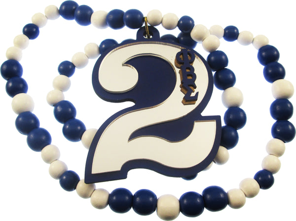 Phi Beta Sigma Wood Color Bead Tiki Line #2 Medallion [Blue/White]