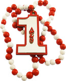 Delta Sigma Theta Wood Color Bead Tiki Line #1 Medallion [Red/White]