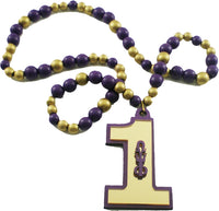 Omega Psi Phi Wood Color Bead Tiki Line #1 Medallion [Purple/Gold]