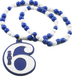 Zeta Phi Beta Wood Color Bead Tiki Line #6 Medallion [Blue/White]
