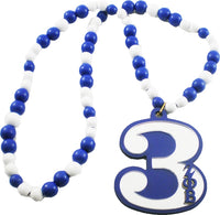 Zeta Phi Beta Wood Color Bead Tiki Line #3 Medallion [Blue/White]