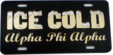 Alpha Phi Alpha Ice Cold Script Mirror License Plate [Black/Gold]