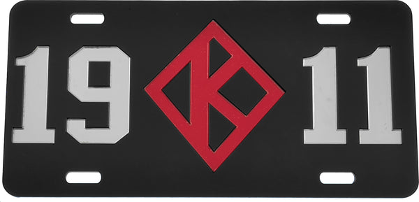 Kappa Alpha Psi 1911 K-Diamond Mirror License Plate [Black/Silver]