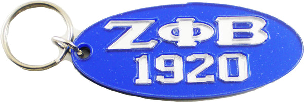 Zeta Phi Beta 1920 Oval Key Chain [Blue/Silver]