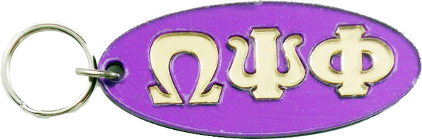 Omega Psi Phi Oval Key Chain [Purple/Gold]