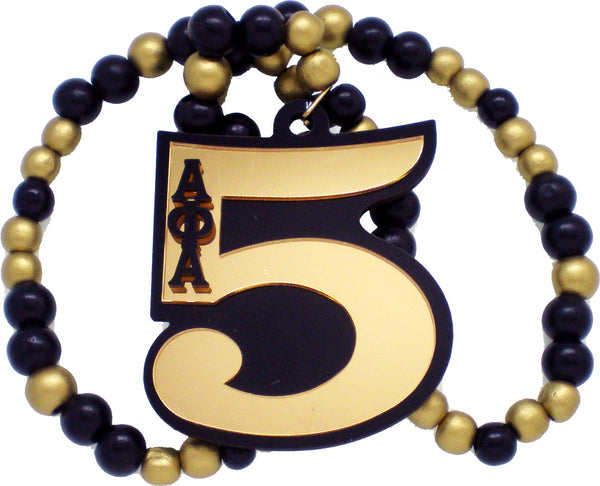 Alpha Phi Alpha Wood Color Bead Tiki Line #5 Medallion [Black/Gold]