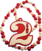 Kappa Alpha Psi Wood Color Bead Tiki Line #2 Medallion [Red/White]