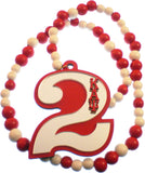 Kappa Alpha Psi Wood Color Bead Tiki Line #2 Medallion [Red/White]